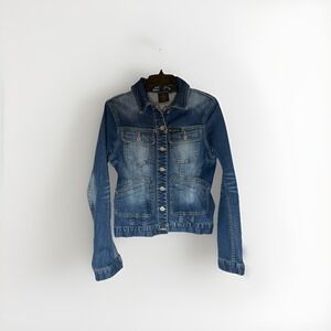 Parasuco‎ Jean Jacket Women Medium Denim Blue Y2K Biker Rock